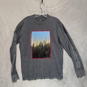 American Eagle Outfitters Shirt Mens Medium Gray Forest Graphic Long Sleeve Tee